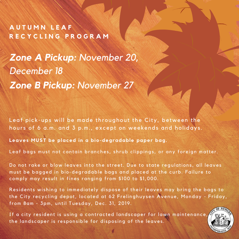 News: NEWARK CONTINUES FALL LEAF COLLECTION PROGRAM; PICK-UPS ARE